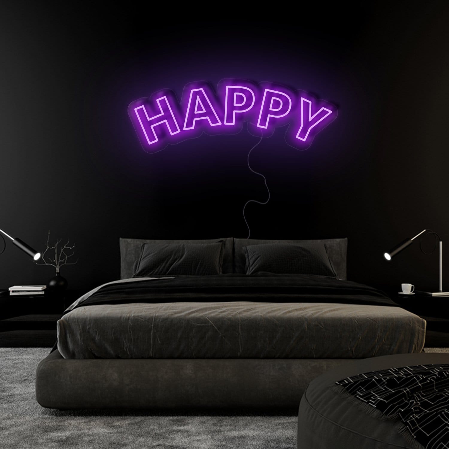 "Happy" LED  Neonschild Sign Schriftzug - NEONEVERGLOW