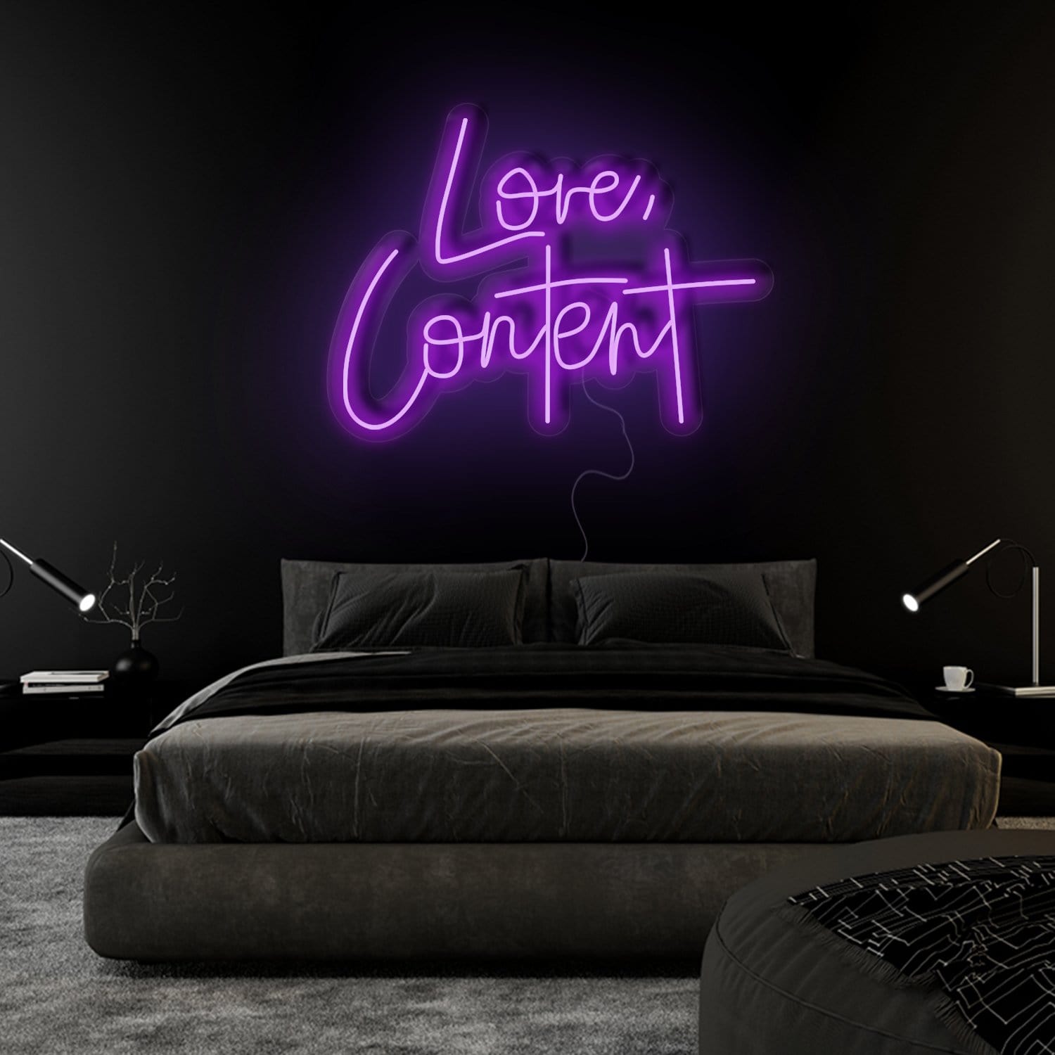 "Love,Content" LED Neonschild Sign Schriftzug - NEONEVERGLOW