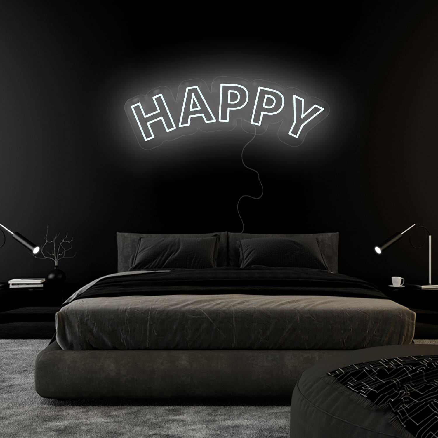 "Happy" LED  Neonschild Sign Schriftzug - NEONEVERGLOW