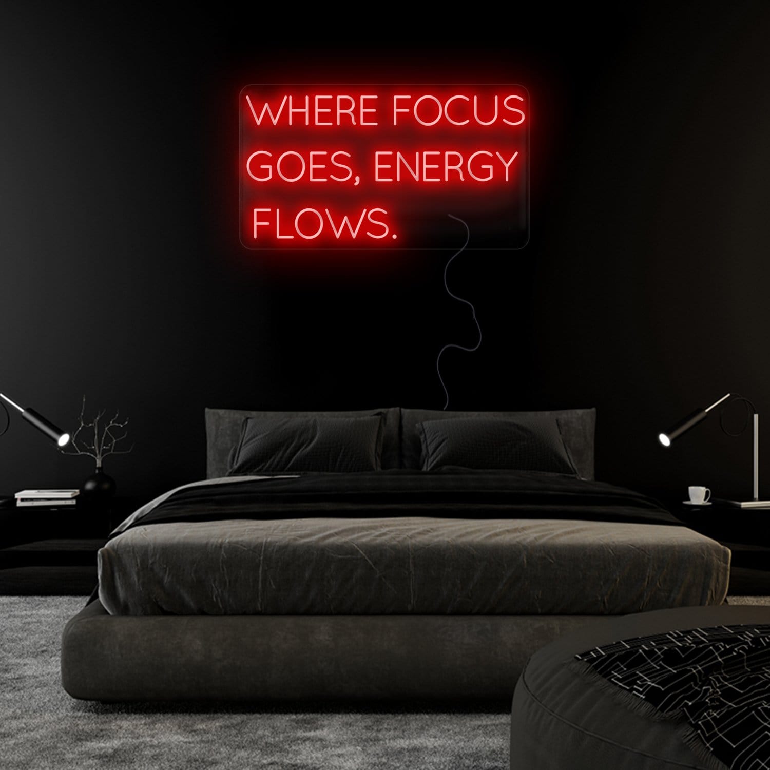 "Where Focus Goes,Energy Flows" LED Neonschild Sign Schriftzug - NEONEVERGLOW