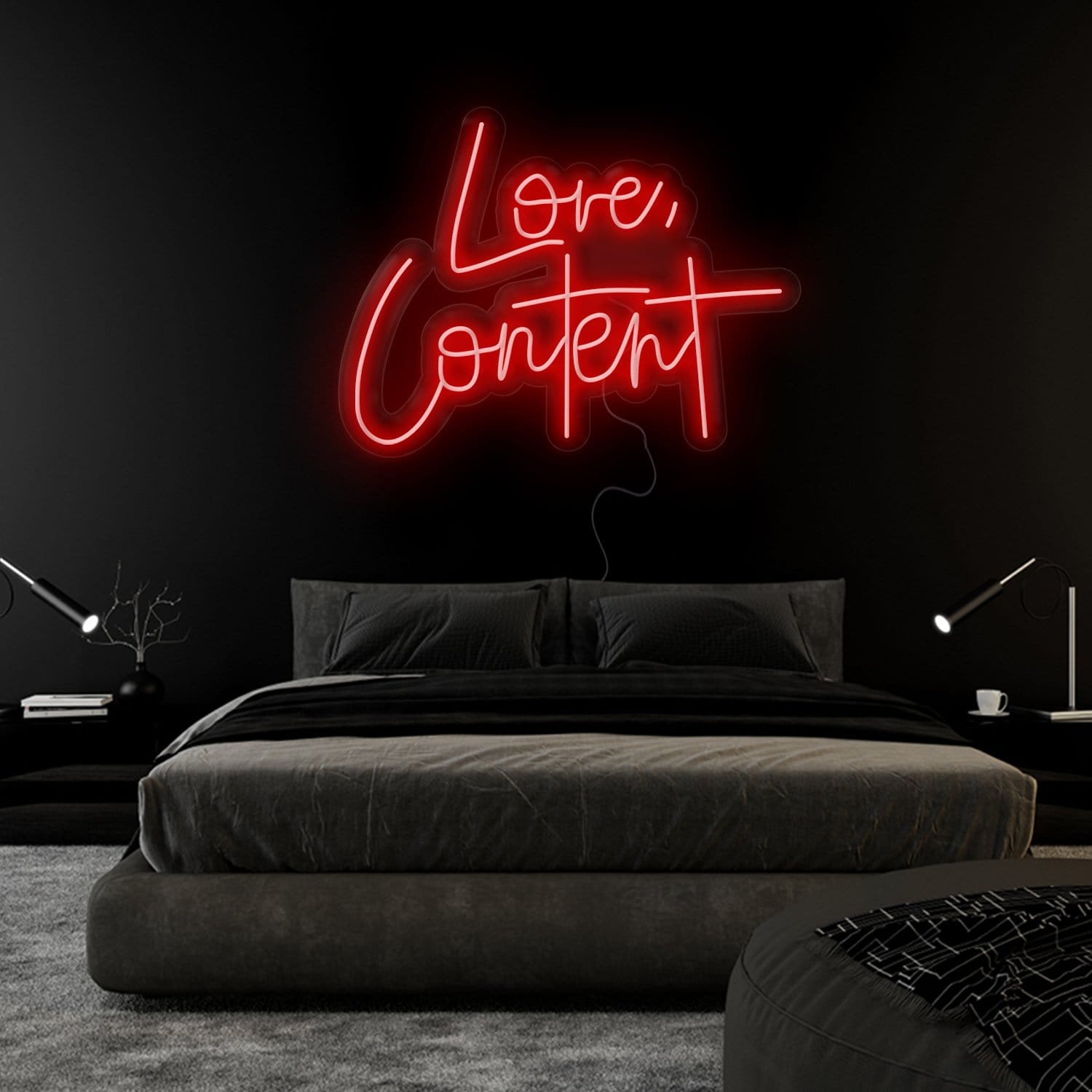 "Love,Content" LED Neonschild Sign Schriftzug - NEONEVERGLOW