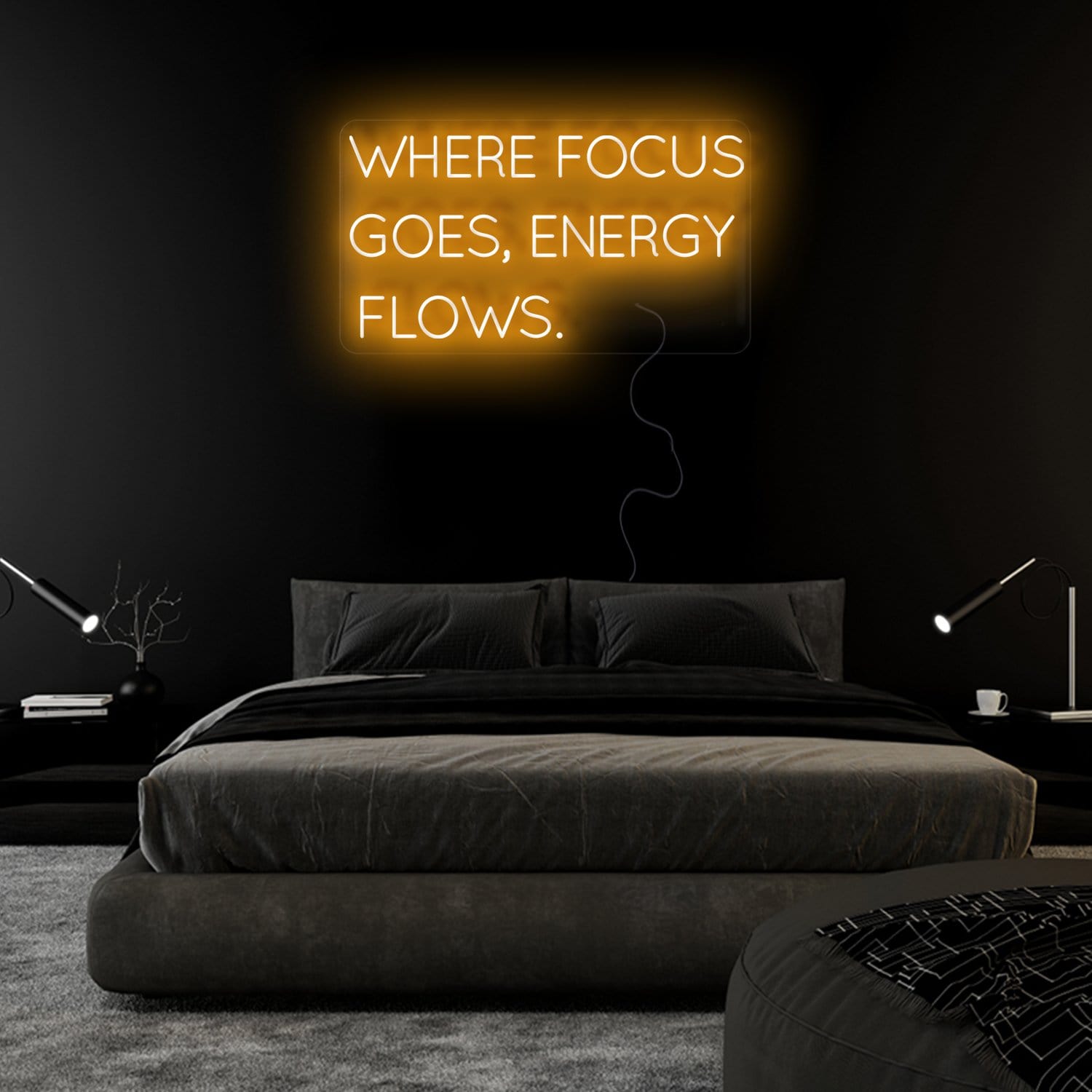 "Where Focus Goes,Energy Flows" LED Neonschild Sign Schriftzug - NEONEVERGLOW