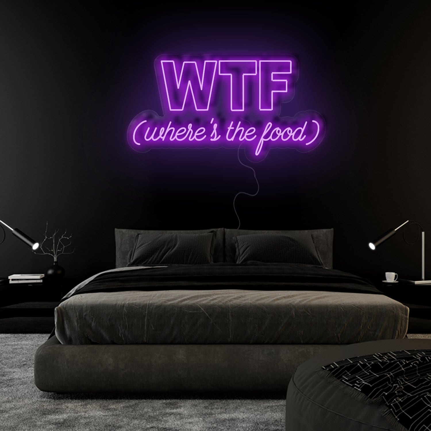 "WTF Where Is The Food" LED Neonschild Sign Schriftzug - NEONEVERGLOW