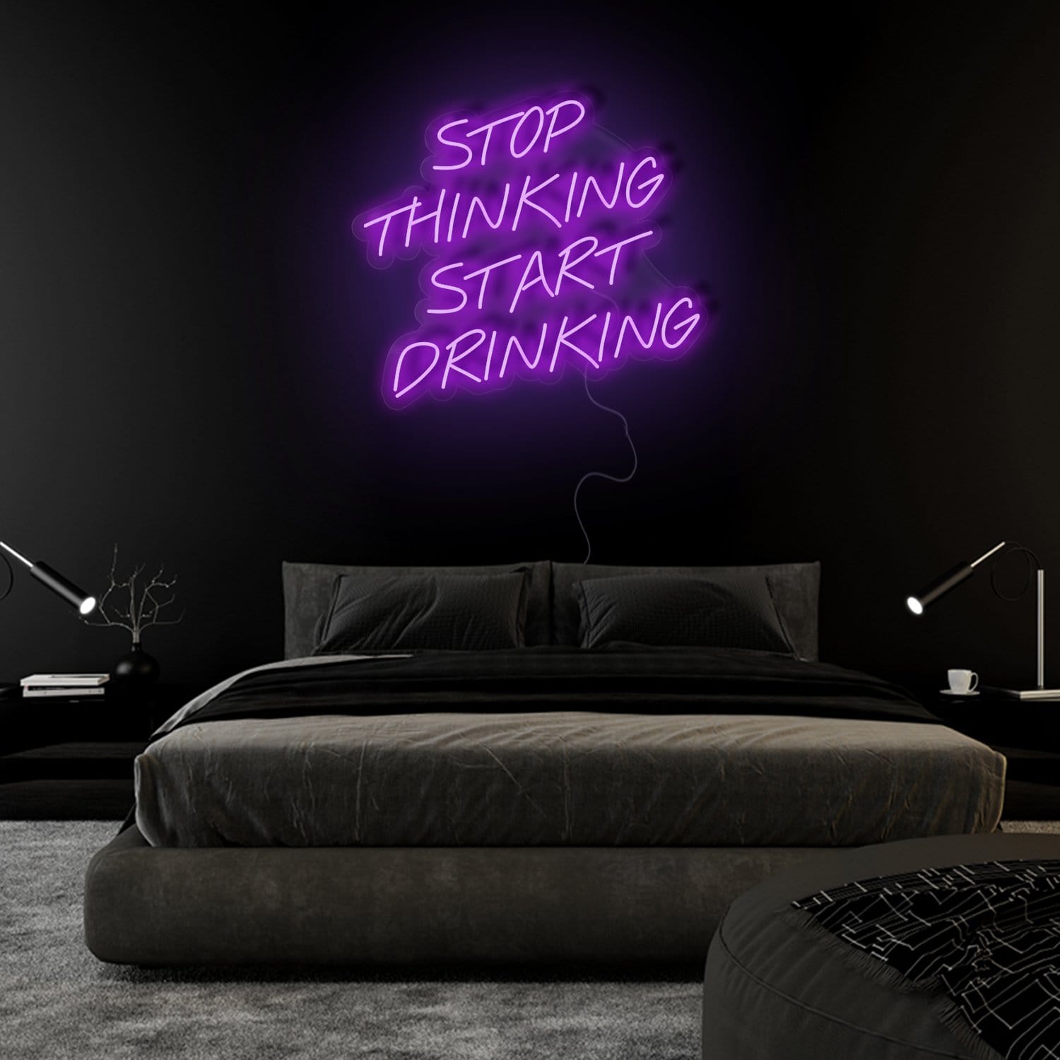"Stop Thinking Start Drinking" LED Neon Sign Schriftzug - NEONEVERGLOW