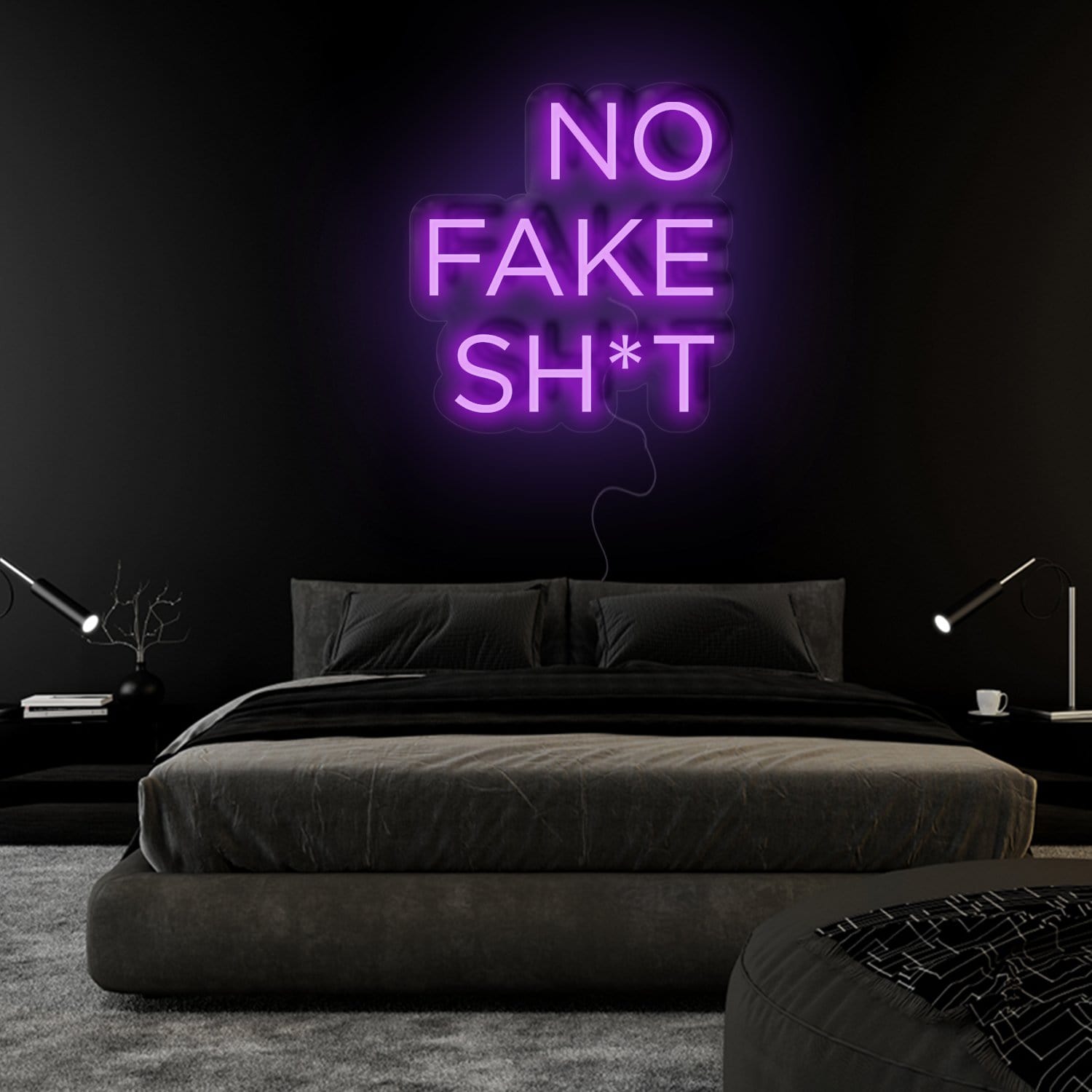 " No Fake Shit" LED Neon Sign Schriftzug - NEONEVERGLOW