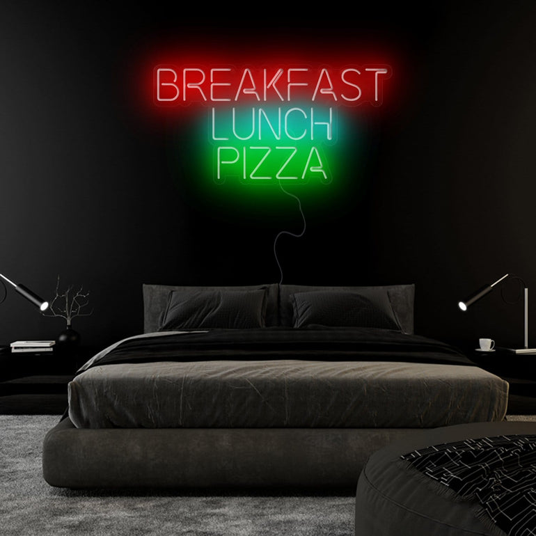 "Breakfast Lunch Pizza" LED  Neonschild Sign - NEONEVERGLOW