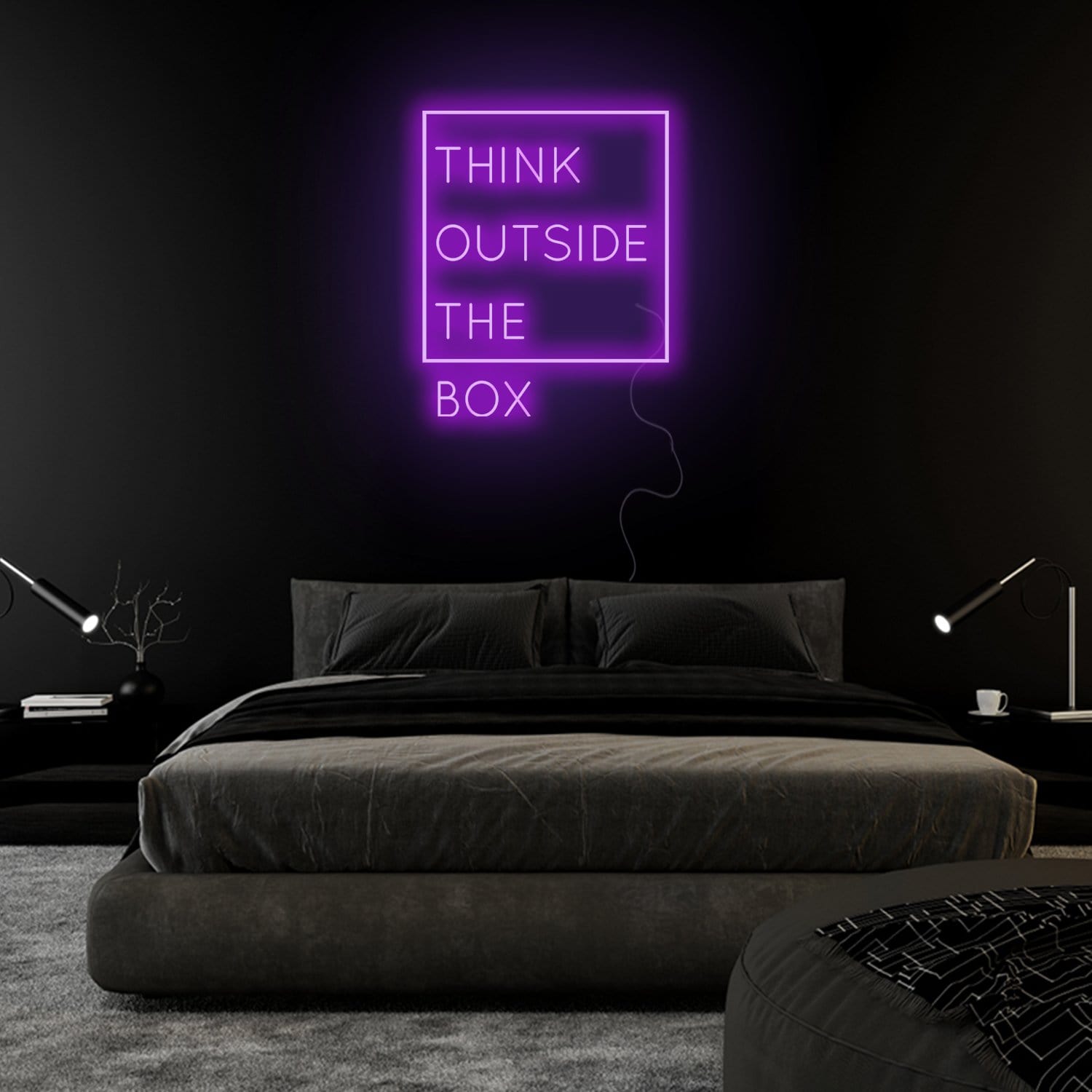 "Think Outside The Box" LED Neonschild Sign Schriftzug - NEONEVERGLOW