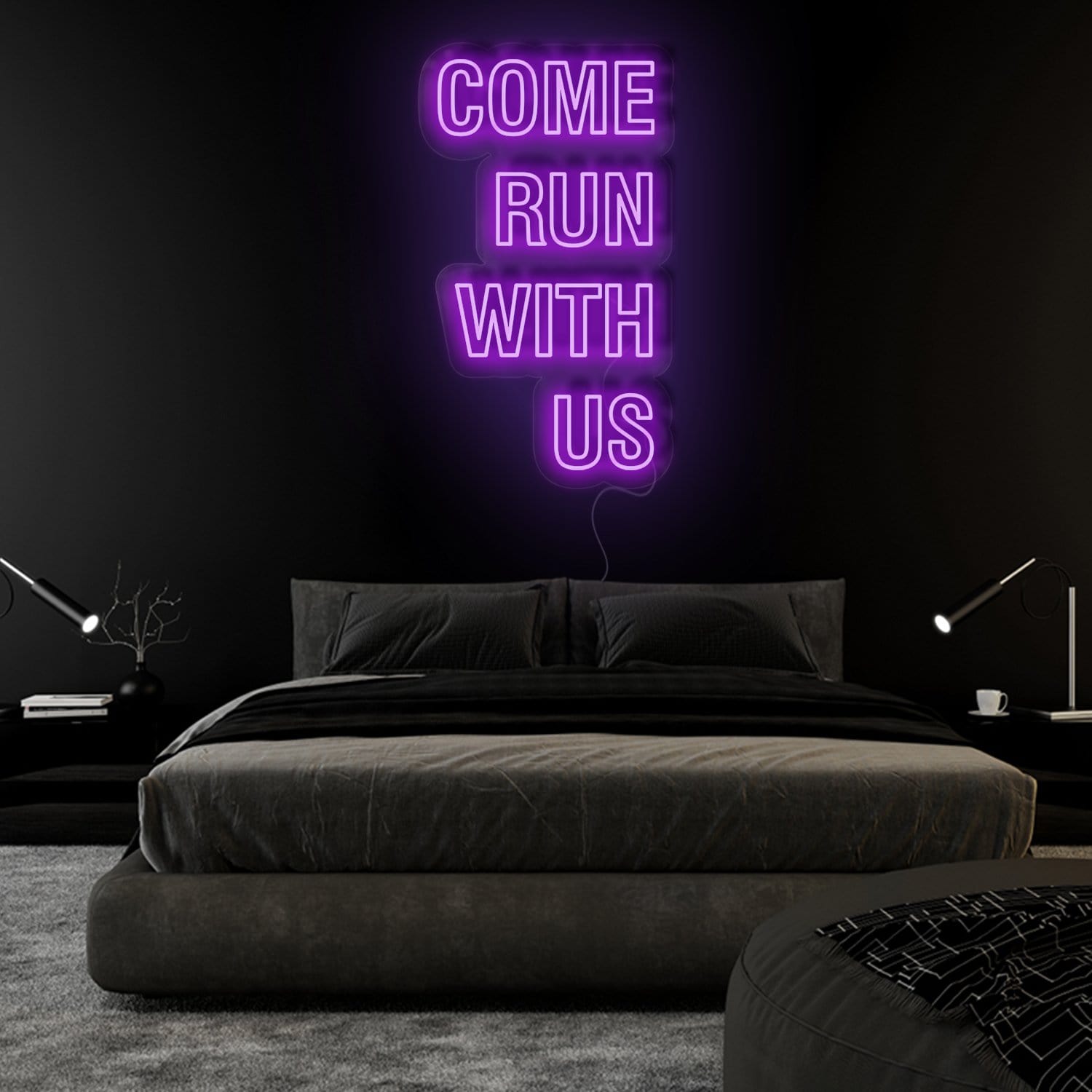 "Come Run With Us" LED Neon Sign Schriftzug - NEONEVERGLOW