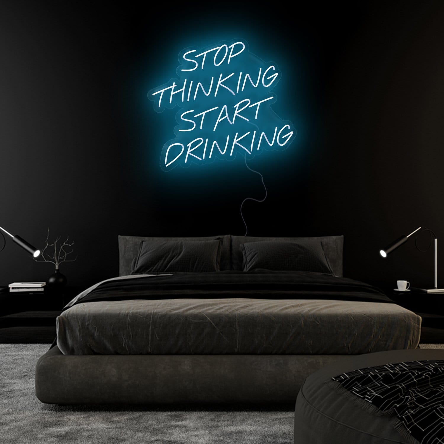 "Stop Thinking Start Drinking" LED Neon Sign Schriftzug - NEONEVERGLOW