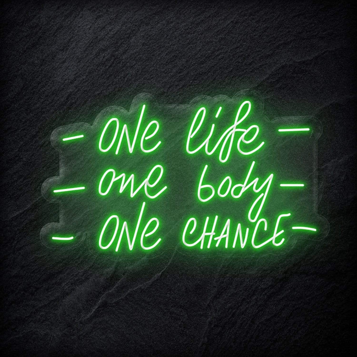 "One Life One Body One Chance" LED Neon Schriftzug - NEONEVERGLOW