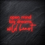 "Open Mind Big Dreams" LED Neon Schriftzug - NEONEVERGLOW