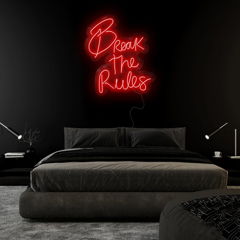 "Break The Rules" LED Neonschild Sign Schriftzug - NEONEVERGLOW