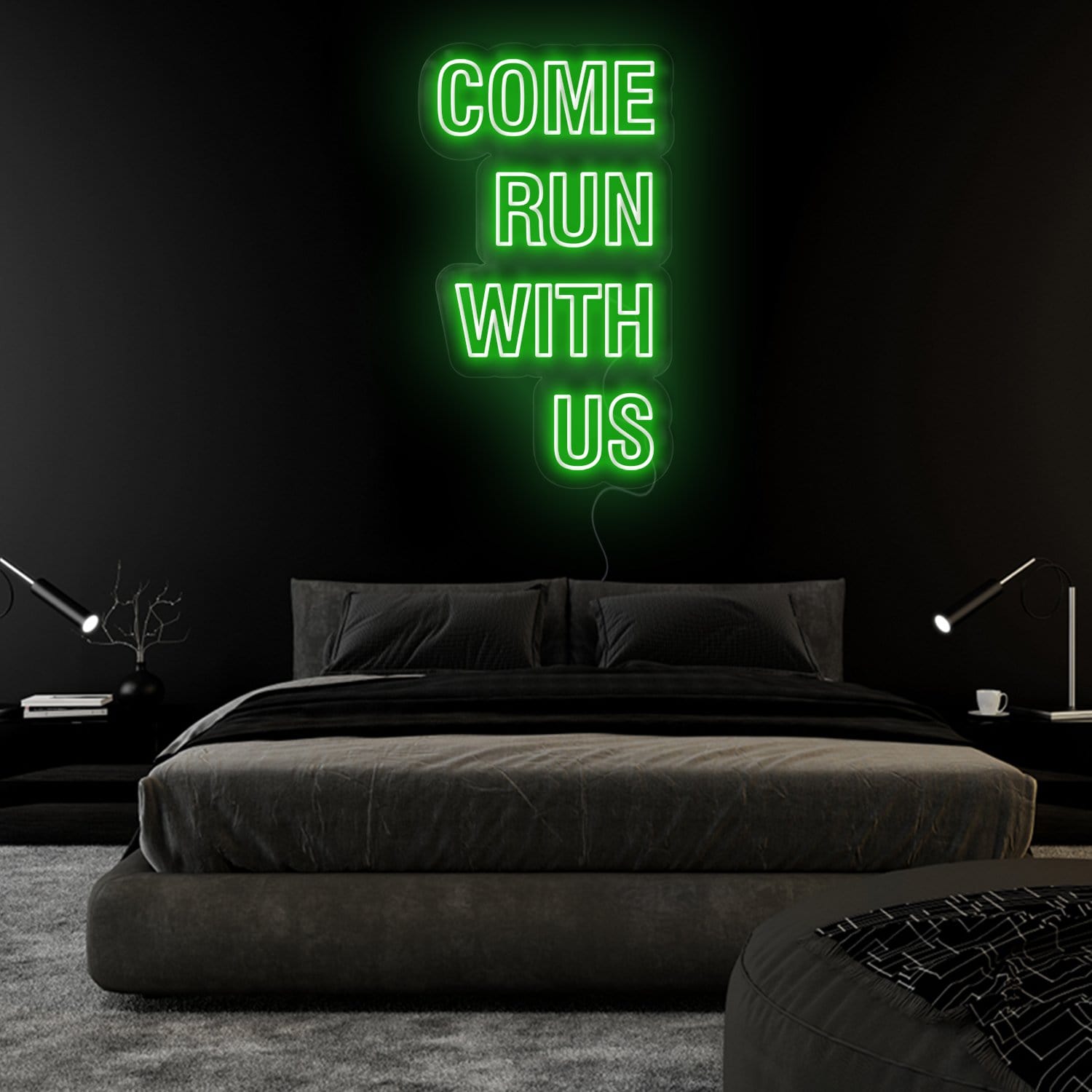 "Come Run With Us" LED Neon Sign Schriftzug - NEONEVERGLOW