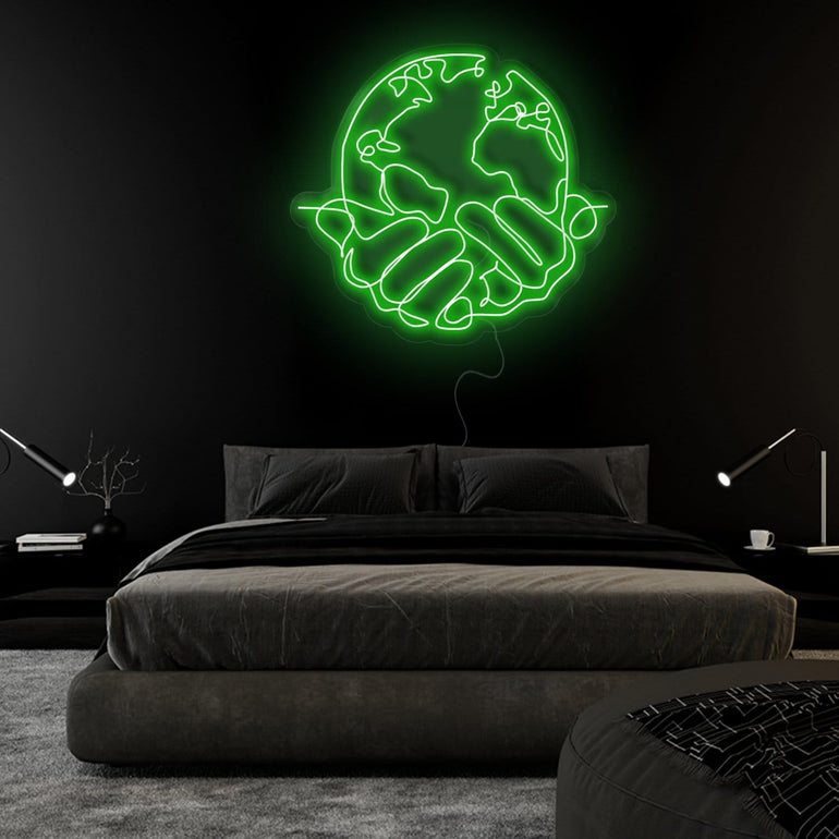 " Weltkugel" LED Neonschild Sign - NEONEVERGLOW