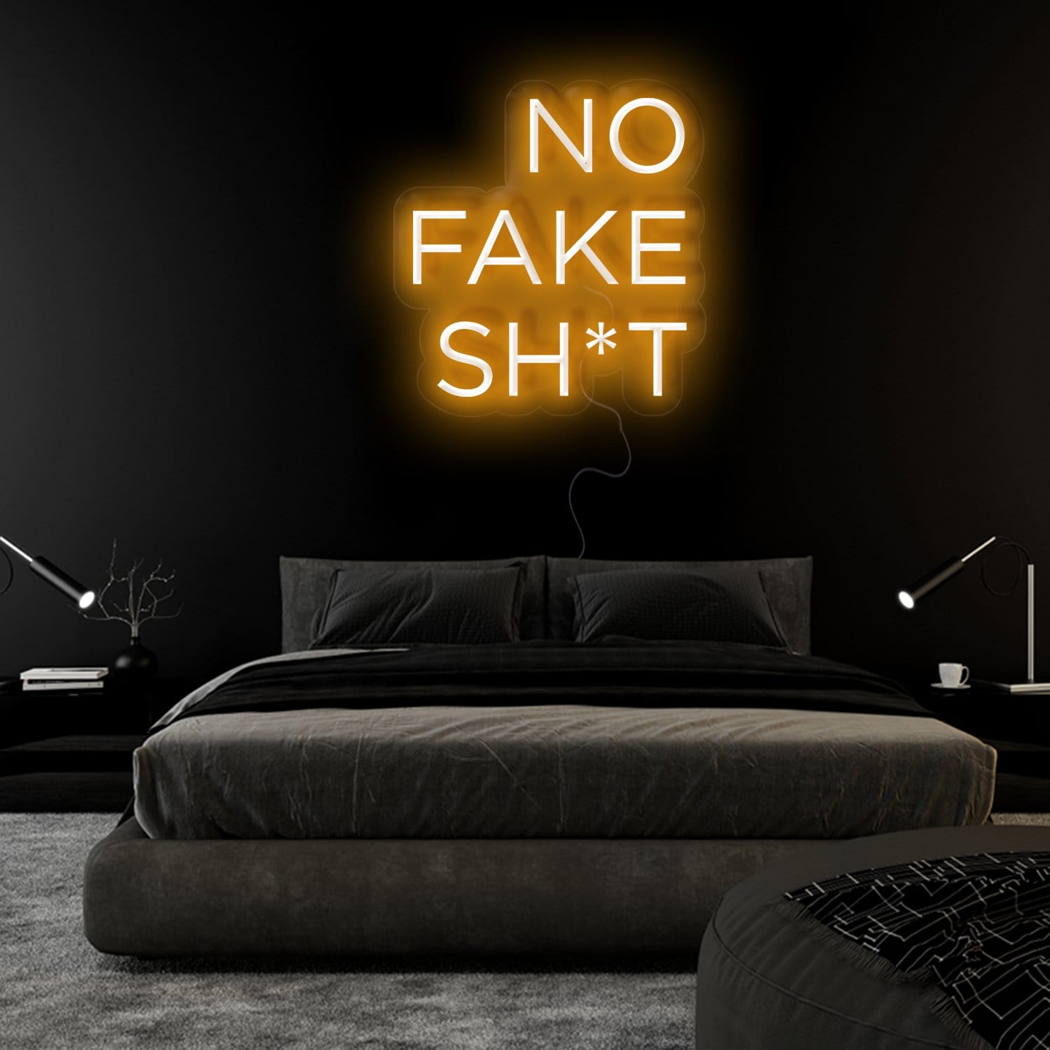 " No Fake Shit" LED Neon Sign Schriftzug - NEONEVERGLOW