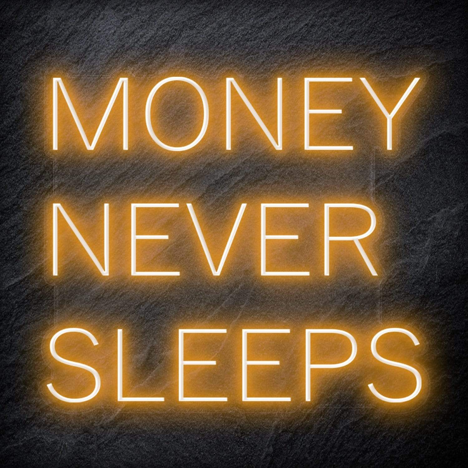 "Money Never Sleeps" LED Neon Schriftzug Sign - NEONEVERGLOW