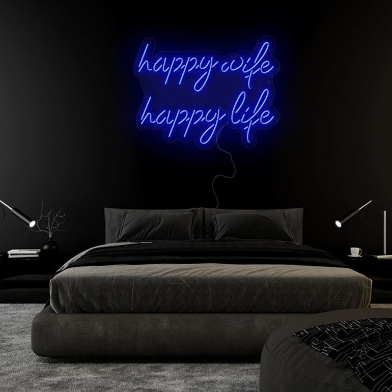 "Happy Wife Happy Life" LED Neonschild Sign Schriftzug - NEONEVERGLOW
