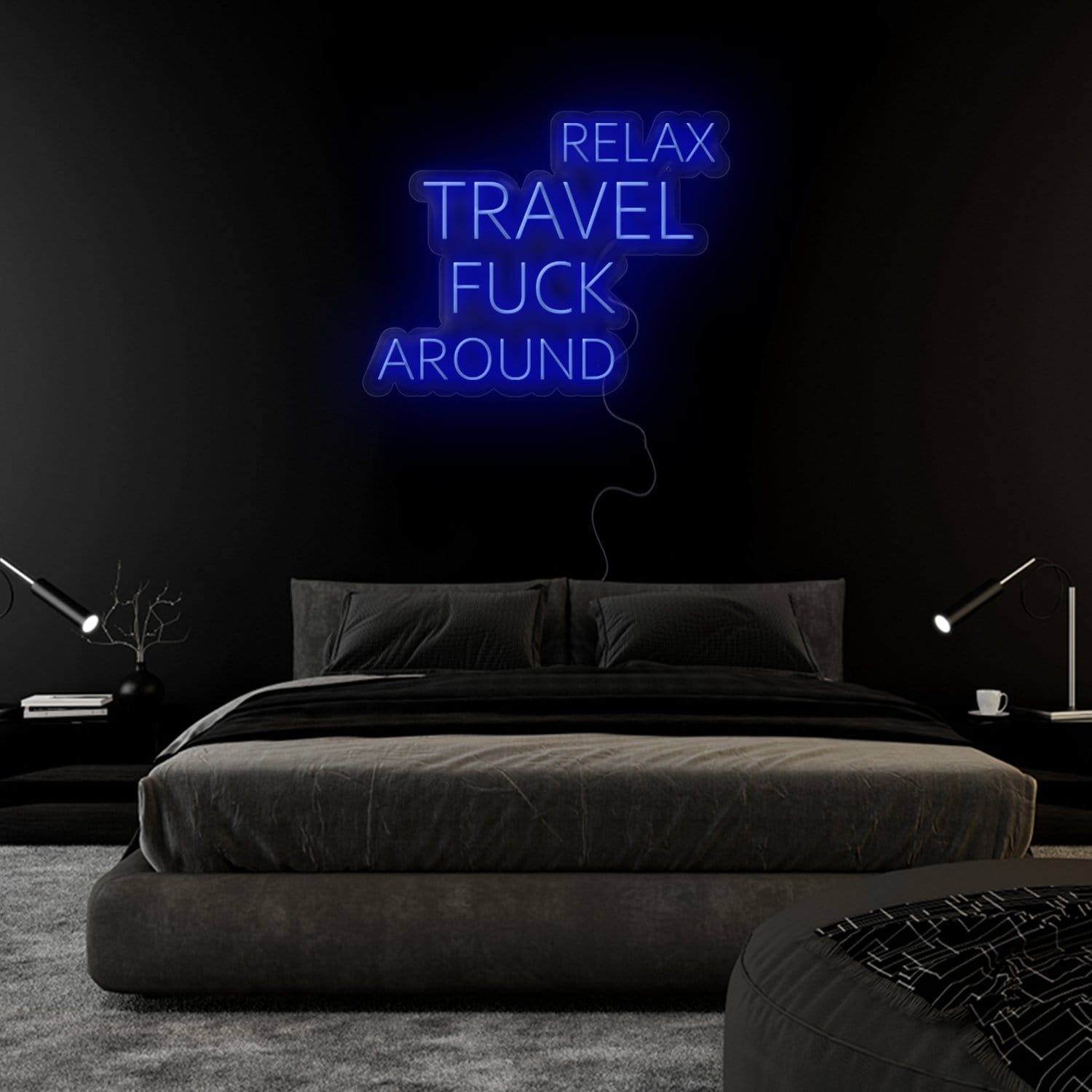 "Relax Travel Fuck Around" LED Neon Sign Schriftzug - NEONEVERGLOW