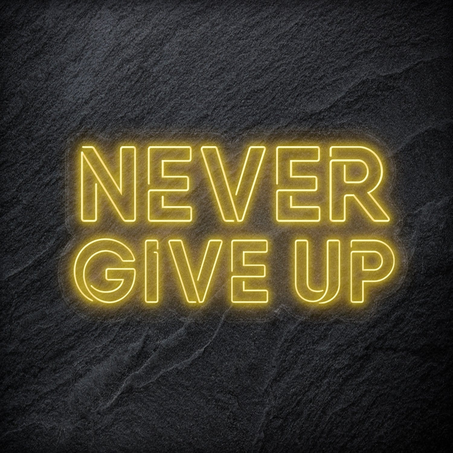 "Never Give Up" LED Neon Schriftzug Sign - NEONEVERGLOW