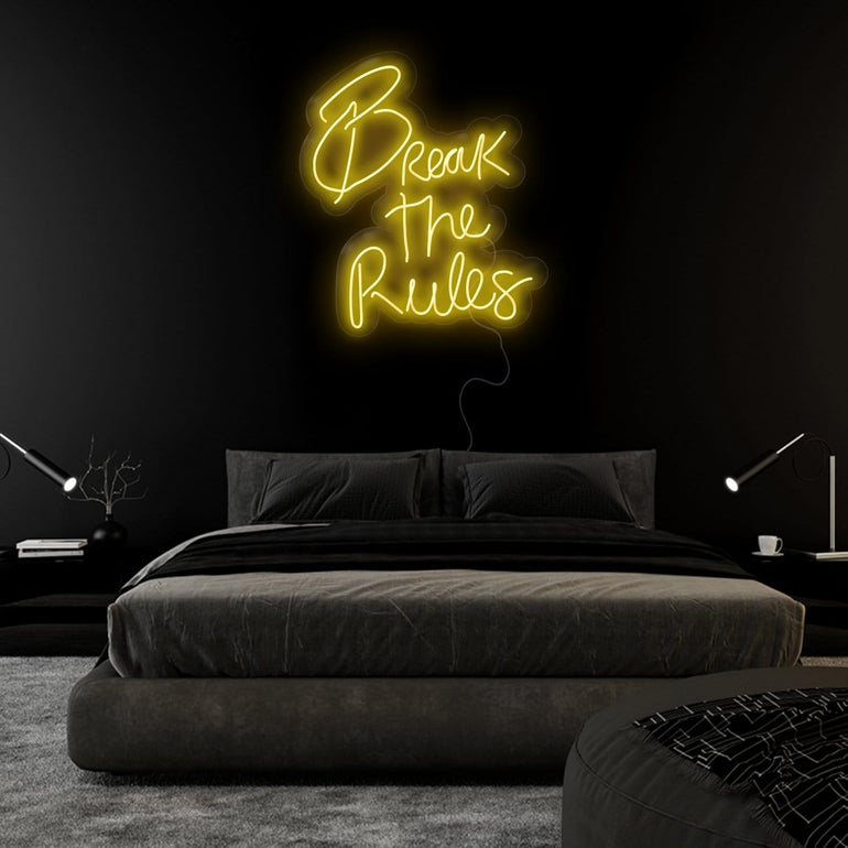 "Break The Rules" LED Neonschild Sign Schriftzug - NEONEVERGLOW
