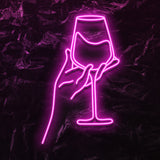 " Drink Wine Wein" LED Neonschild - NEONEVERGLOW