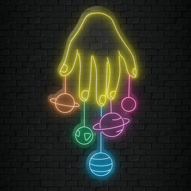"Welt Hand" LED Neonschild Sign - NEONEVERGLOW