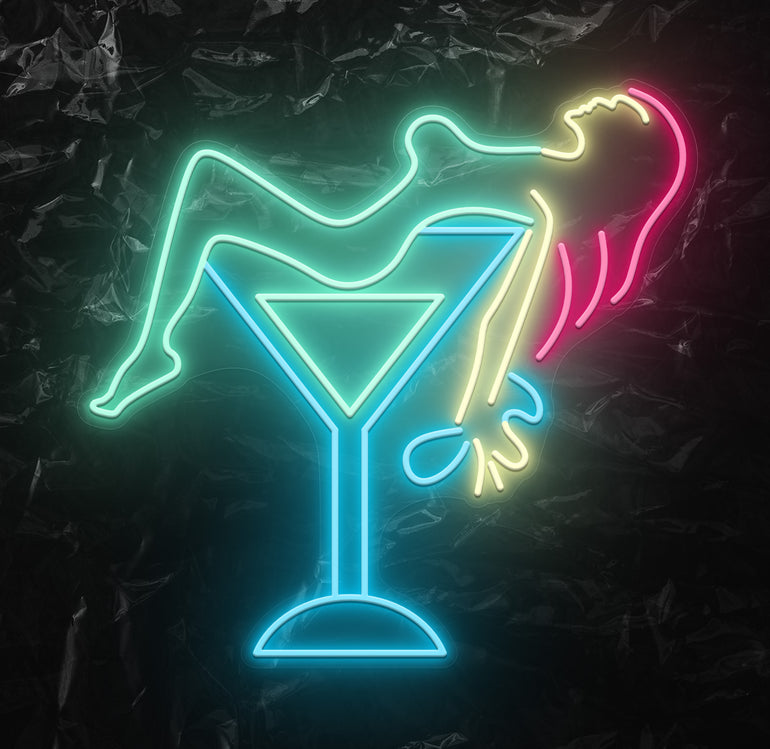 " Sektglas Wine " LED Neonschild - NEONEVERGLOW