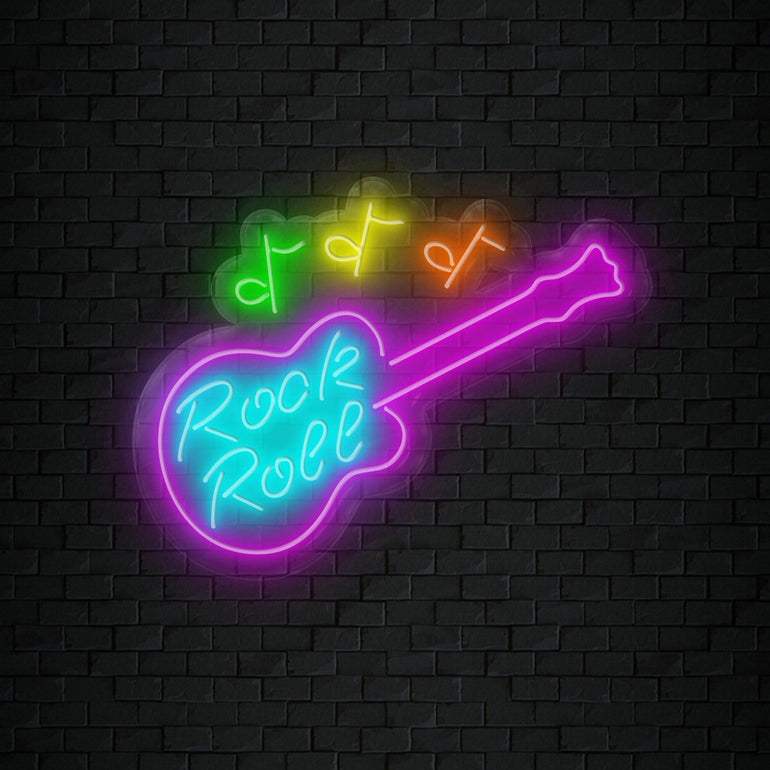 "Rock Roll Music" LED Neonschild Sign Schriftzug - NEONEVERGLOW