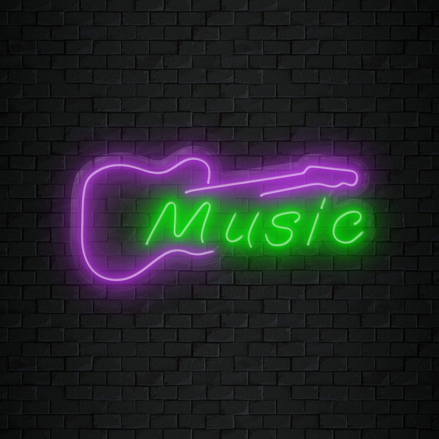 "Music Gitarre" LED Neonschild Sign Schriftzug - NEONEVERGLOW