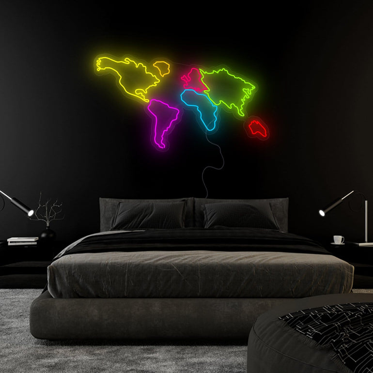 "Weltkarte" LED Neonschild Sign Schriftzug - NEONEVERGLOW